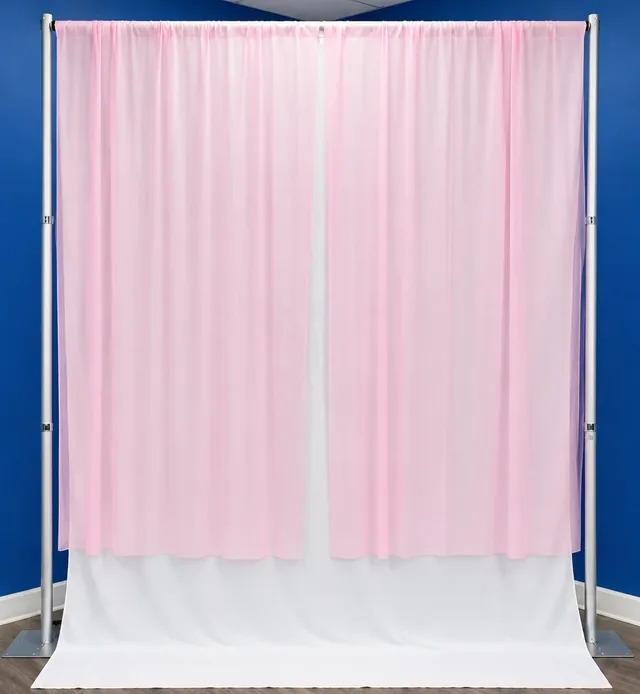 Pink sheer backdrop over white