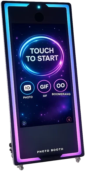The Magic Mirror: a full-length mirror with a large touchscreen and a glowing LED frame